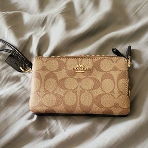 Coach 2 tone double zipper wristlet